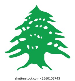 Lebanon cedar vector icon. Cedar tree symbol of Lebanon flag. Flat graphic illustration for national emblem, middle eastern design, and patriotic themes. Isolated on white background.