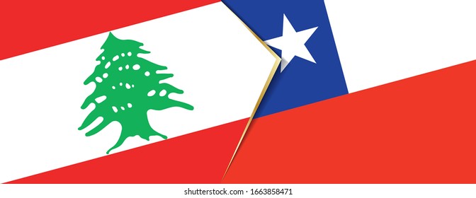 Lebanon and Chile flags, two vector flags symbol of relationship or confrontation.