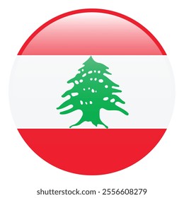 Lebanon circle flag logo icon computer vector illustration