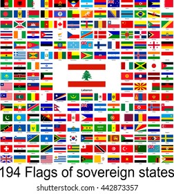 Lebanon, collection of vector images of flags of the world