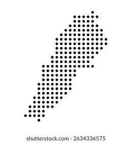 Líbano mapa pontilhado do país. Ilustração em pixel com ponto preto isolada em fundo branco. Mosaico vetorial.