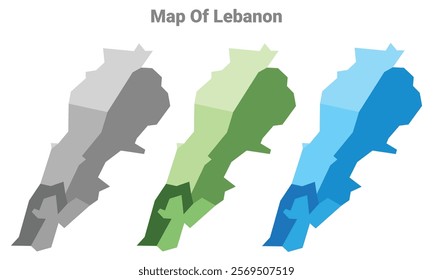 Lebanon country map in different colors