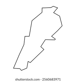 Lebanon country thin black outline silhouette. Simplified map. Vector icon isolated on white background.