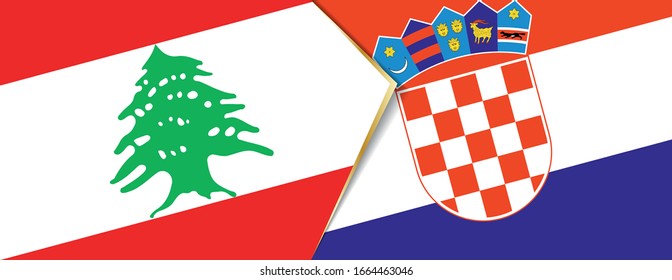 Lebanon and Croatia flags, two vector flags symbol of relationship or confrontation.