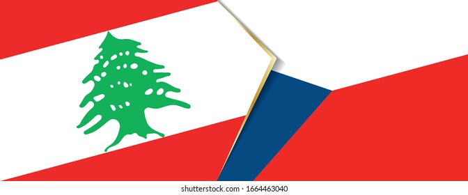 Lebanon and Czech Republic flags, two vector flags symbol of relationship or confrontation.