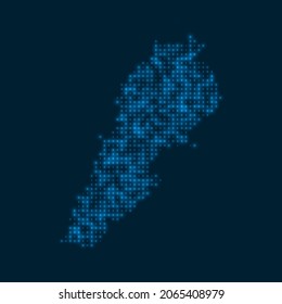 Der Libanon hat eine leuchtende Karte gestrichen. Die Form des Landes mit blauen Glühbirnen. Vektorgrafik.