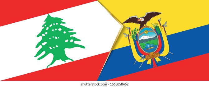 Lebanon and Ecuador flags, two vector flags symbol of relationship or confrontation.
