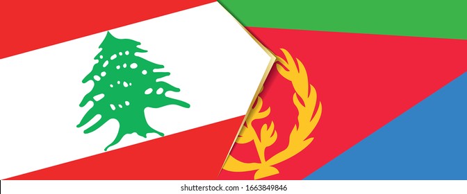 Lebanon and Eritrea flags, two vector flags symbol of relationship or confrontation.