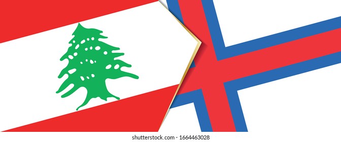 Lebanon and Faroe Islands flags, two vector flags symbol of relationship or confrontation.
