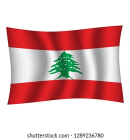Lebanon flag background with cloth texture. Lebanon Flag vector illustration eps10. - Vector