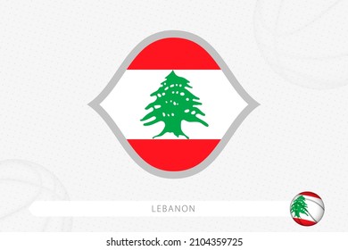 Lebanon flag for basketball competition on gray basketball background. Sports vector illustration.