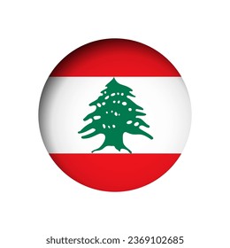 Lebanon flag - behind the cut circle paper hole with inner shadow.