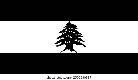 Lebanon Flag black and white vector design and illustration , National monochromatic Flag of Lebanon , Digital flag of Lebanon