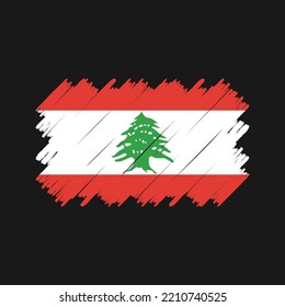 Lebanon Flag Brush Painted Vector Illustration
