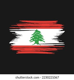 Lebanon Flag Brush Vector Illustration