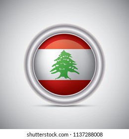 Lebanon flag button style. Vector image