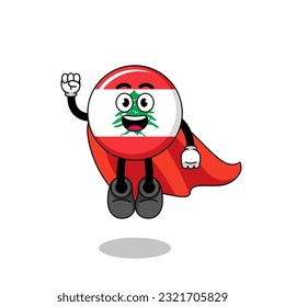 lebanon flag cartoon with flying superhero , character design