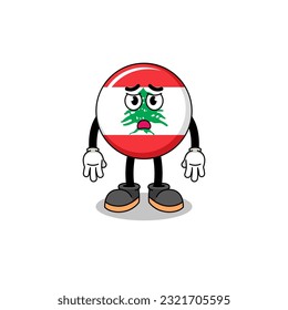 lebanon flag cartoon illustration with sad face , character design