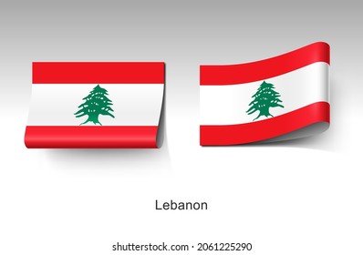 Lebanon Flag Clothing Label Tag. Illustration Flag of Lebanon Country in Asia. Fabric Label Tag Concept Vector.