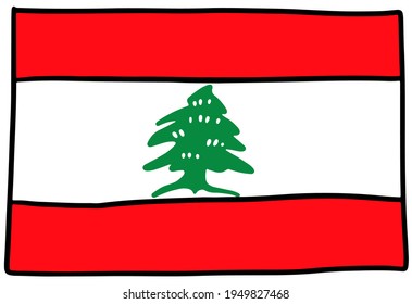 
Lebanon flag Doodle Hand drawing sketch simple vector illustration 