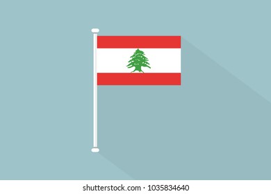 Lebanon flag with flagpole,vector illustration