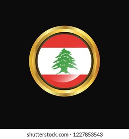 Lebanon flag Golden button