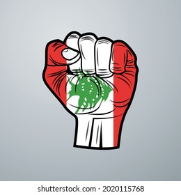 Lebanon Flag with Hand Design isolated on white background. Vector illustration