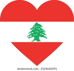 Bandera del Líbano en forma de corazón 