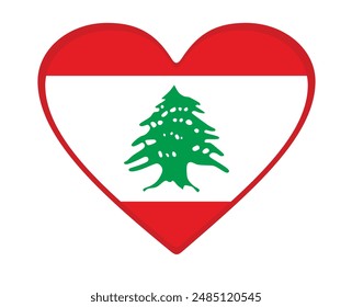  Lebanon flag heart shaped. vector