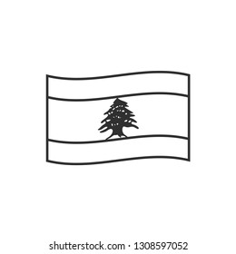 Lebanon flag icon in black outline flat design. Independence day or National day holiday concept.