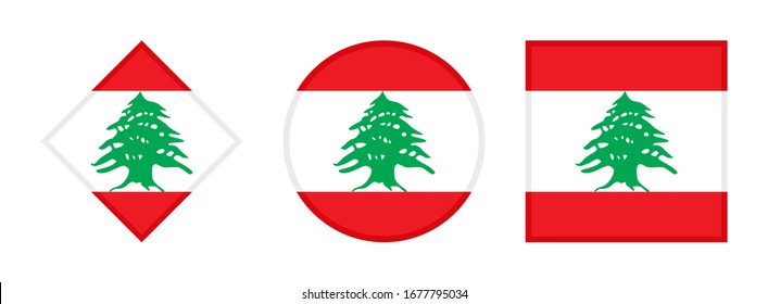 lebanon flag icon set, isolated on white background