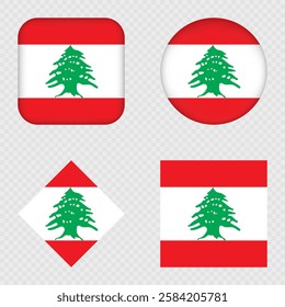 Lebanon Flag Icons Pack. Vector illustration.