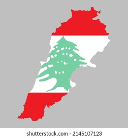 Lebanon Flag Inside The Lebanese Map Borders Vector Illustration 