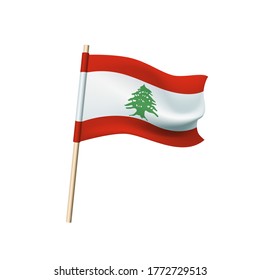 Lebanon flag. Lebanese cedar and red stripes on a white background. Vector