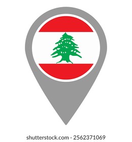 Lebanon flag location pin, flag application, Flag on Location Pin, graphic design, map pointer, vector illustration.