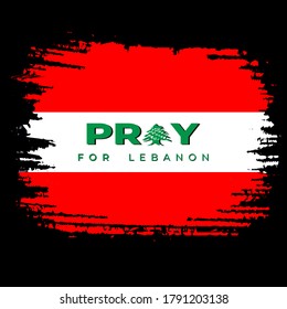 Lebanon Flag Logo in brush vector, Pray for Lebanon, Lebanon is Bleeding. let us pray for beirut.