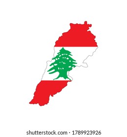 lebanon flag map vector isolated on white background. vector illustration