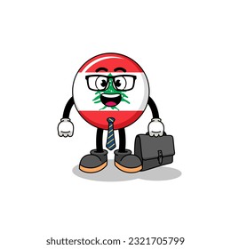 lebanon flag mascot as a businessman , character design