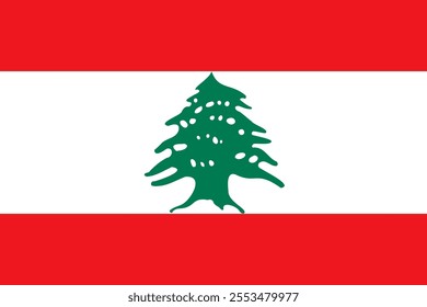 Lebanon flag in official colors, dimensions and aspect ratio. Vector flag symbolizing national pride, identity, heritage, patriotism and authority