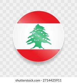 Libanon Flagge auf Knopfdruck glänzend Glas