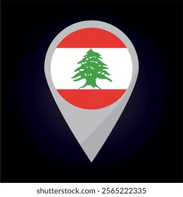 Lebanon Flag on Location Pin. vector illustration