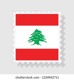 Lebanon flag postage stamp , vector illustration.