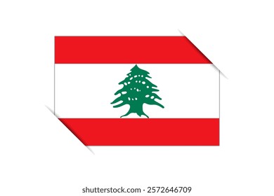 Lebanon flag - rectangle colorful flag representing a country cultural identity and heritage. The essence of national pride and unity. Attached by the corners in a paper album