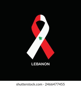  Libanon Flagge Ribbon Design Vektorgrafik