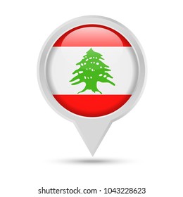 Lebanon Flag Round Pin Vector Icon - Illustration