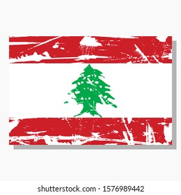 Lebanon flag with scratches and shadow in vector