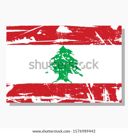 Lebanon flag with scratches and shadow in vector