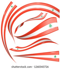lebanon flag set isolated on white background