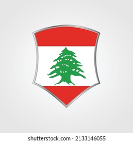Lebanon Flag with Shield Frame. National Flag