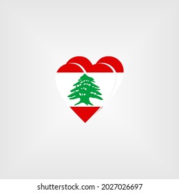 lebanon flag simple modern love shape